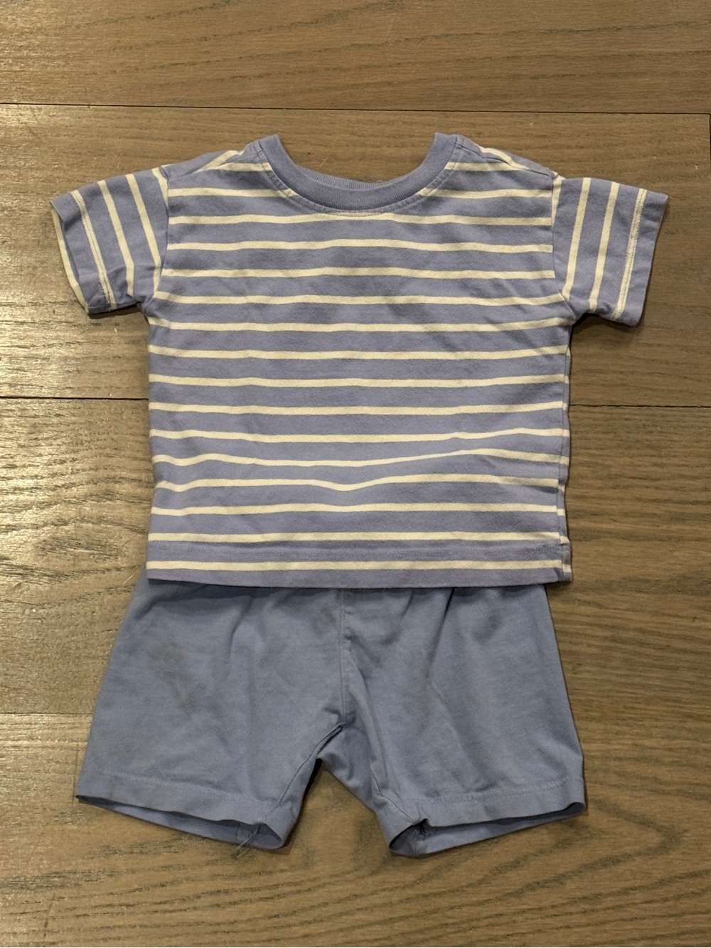 Hanna Andersson Light Blue and White Striped Baby Tee